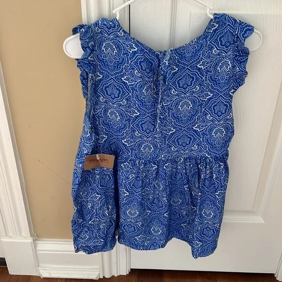 Pinup blue and white sleeveless babydoll blouse. Made in Italy Italian fabric - Picture 2 of 6